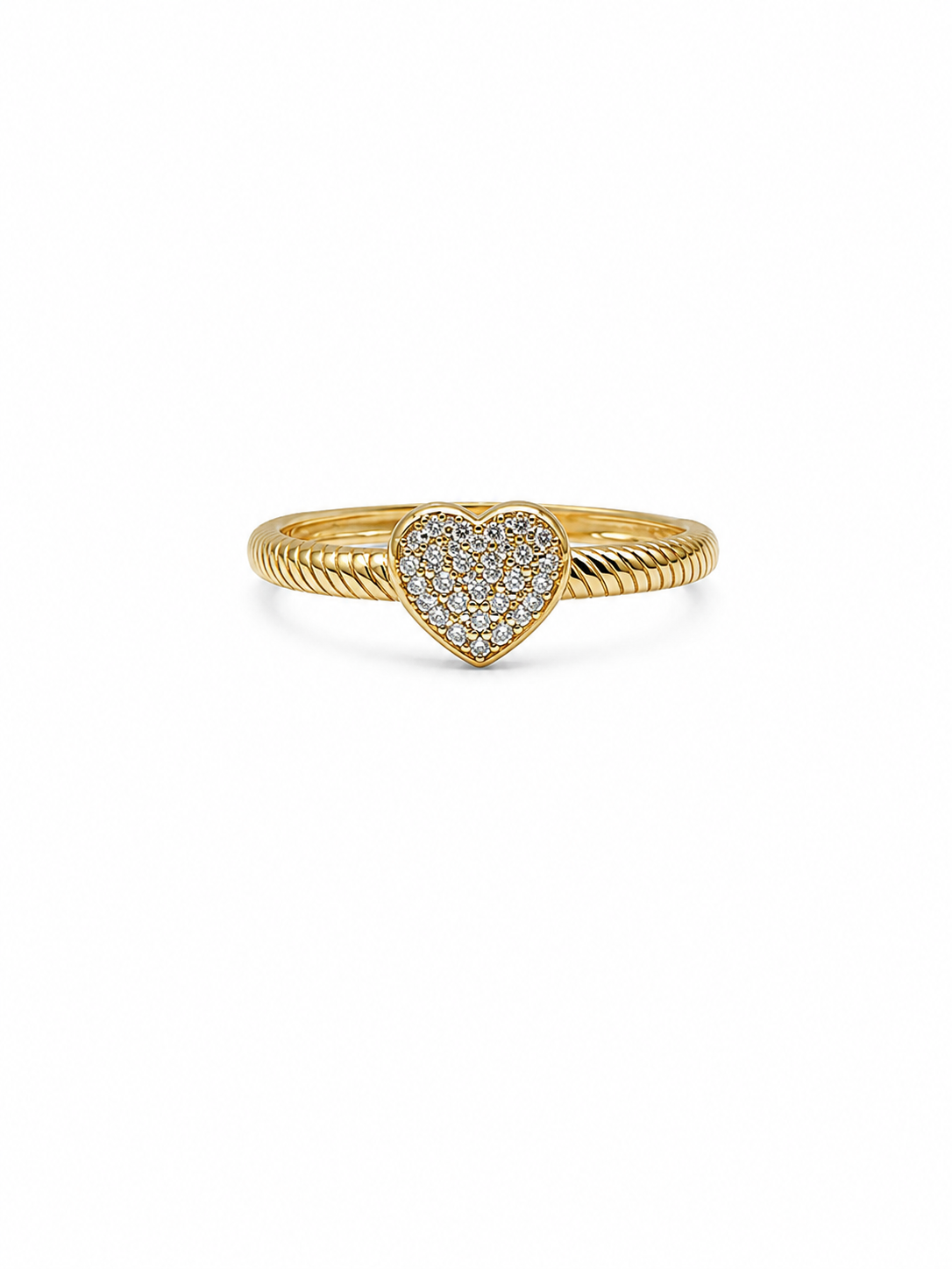 GOLDEN HEART PAVÉ RING